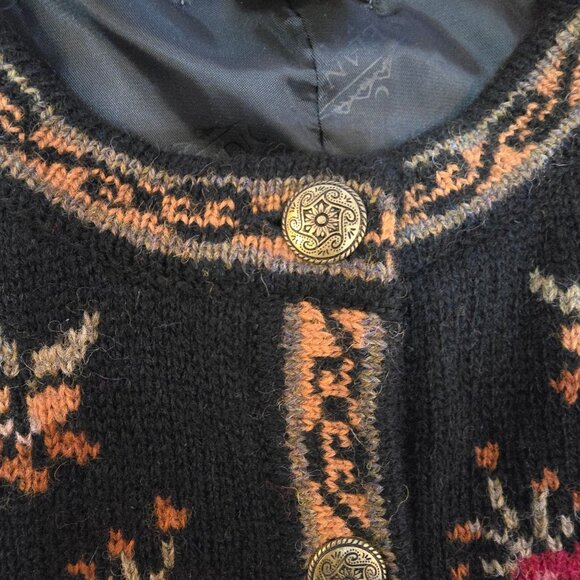 Icelandic Design XL Womens Floral Cardigan Shetland Wool Cottagecore Old Money - Picture 5 of 11